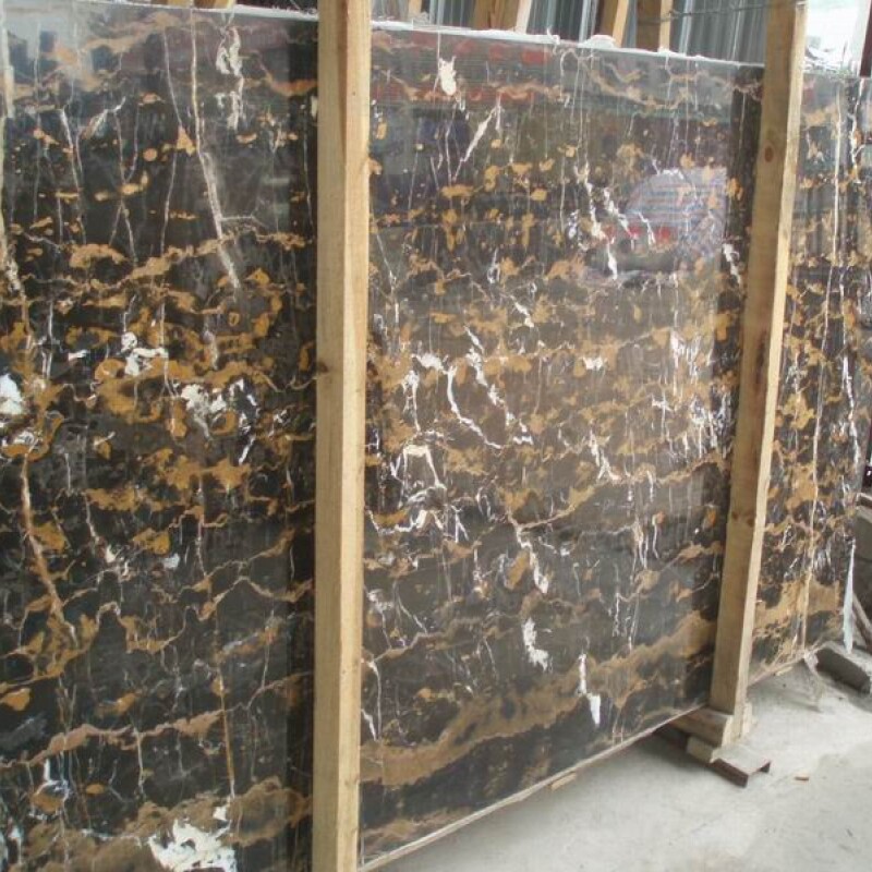 Мраморный слэб BLACK AND GOLD 20 мм